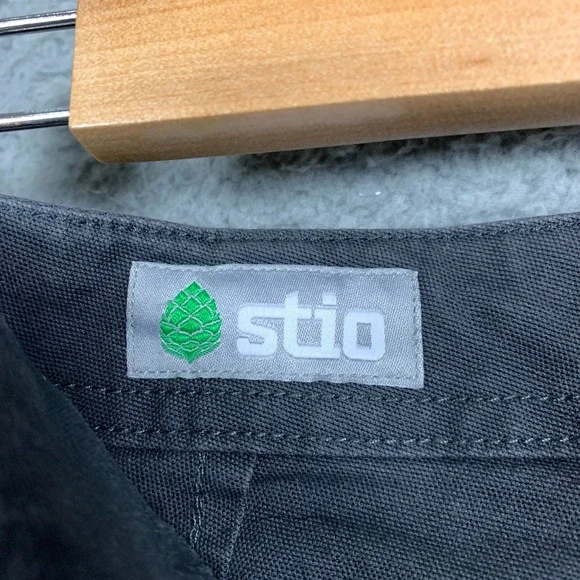 STIO Rivet Utility Pants Women's 4 Basalt Grey Canvas Straight Organic Cotton - Picture 2 of 14